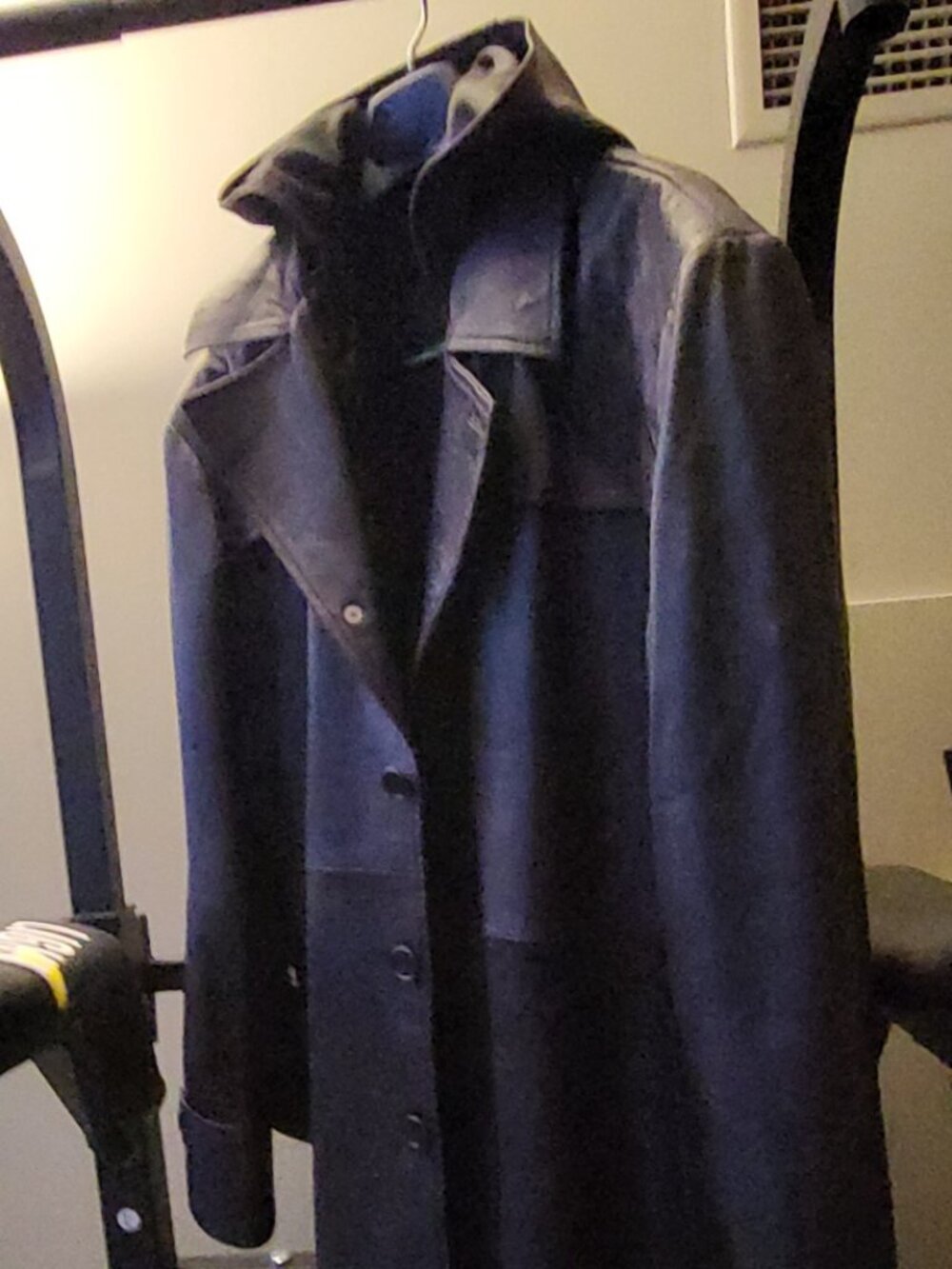Mens Custom Handmade Genuine Leather Long Coat – Black Western Duster 42R /XL